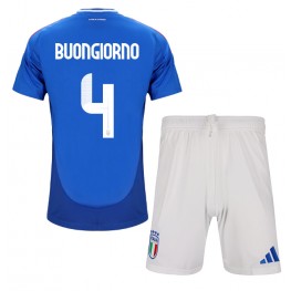 Italië Alessandro Buongiorno #4 Thuis tenue Kids EK 2024 Korte Mouw (+ Korte broeken)